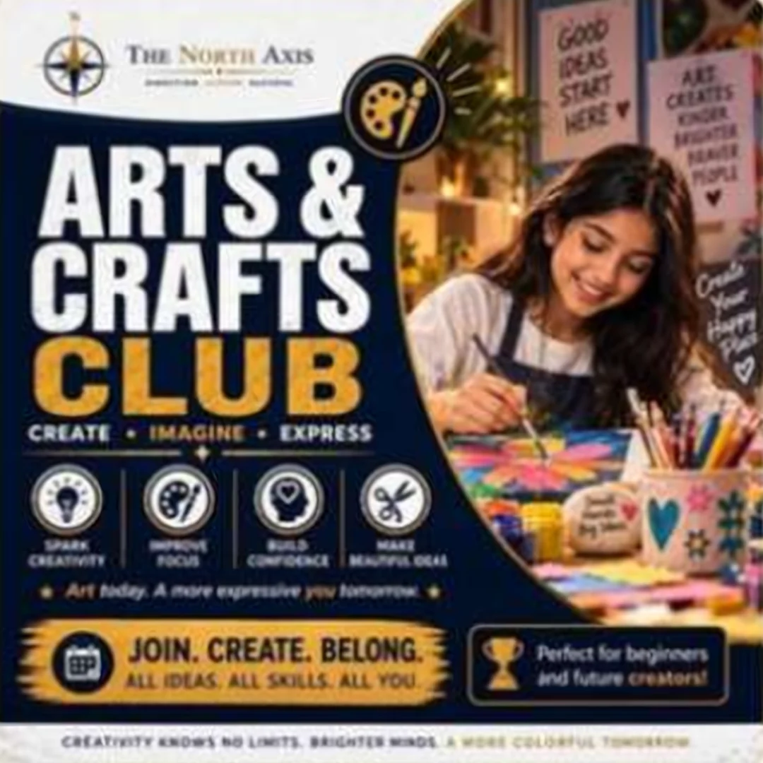 Arts & Crafts Club poster — Create · Imagine · Express