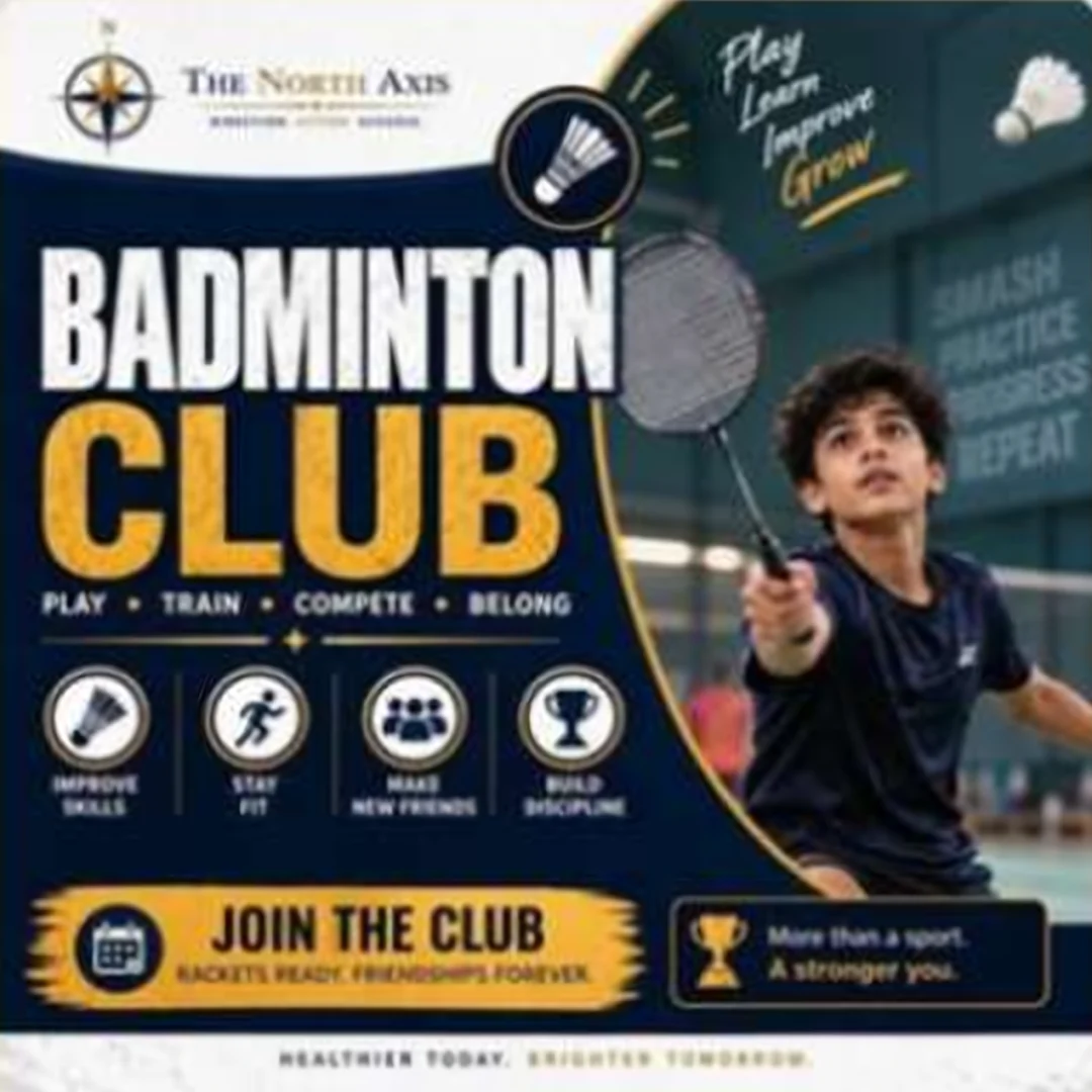 Badminton Club poster — Play · Train · Compete · Belong