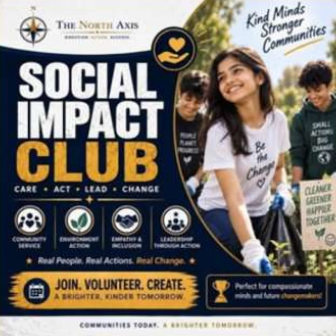 Social Impact Club poster — Care · Act · Lead · Change
