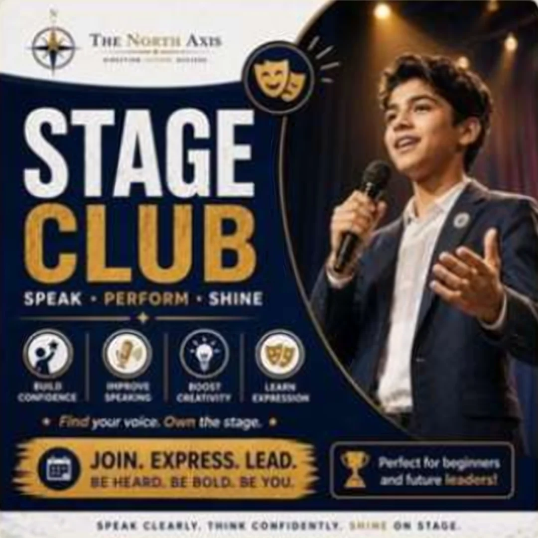 Stage Club poster — Speak · Perform · Shine